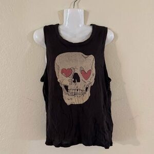 Chaser Black Tank Top with Skull and Heart Eyes